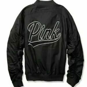 Large vintage VS Pink script bomber jacket/coat windbreaker large htf rare